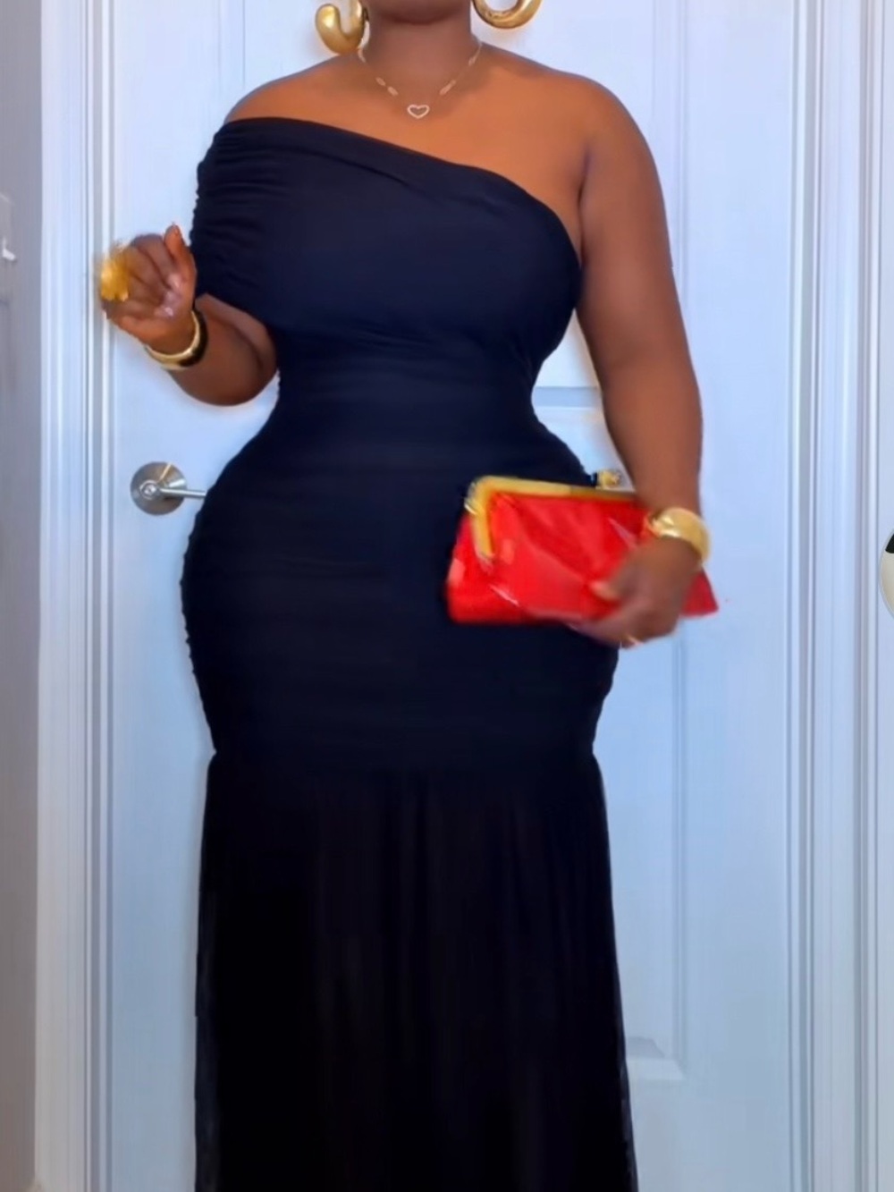 One-Shoulder Black Evening Gown - Elegant Women’s Dress